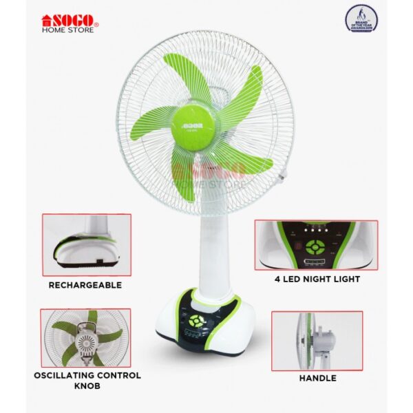 Sogo Rechargeable Table/Desk Fan (JPN-631) - Image 2