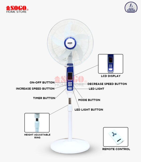 Sogo Rechargeable Floor Fan (JPN-650R) - Image 2