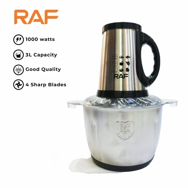RAF Food Processor & Veg + Meat Chopper R.7032 – 3 Litre Steel Bowl – 1000W