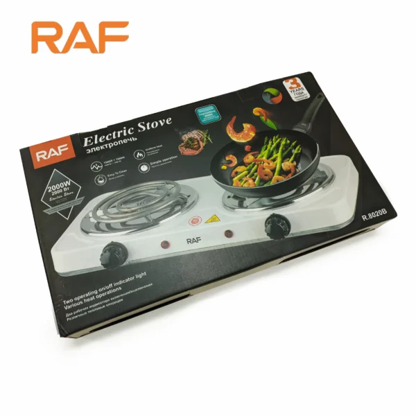 RAF  RAF Electric Stove double R.8020B RAF Electric Stove double R.8020B (BLACK) Guidelines of electric stove Electric Stove ( double ) & Hot Plate Cooker R.8020B – Uniform Heating 2000W - Image 2