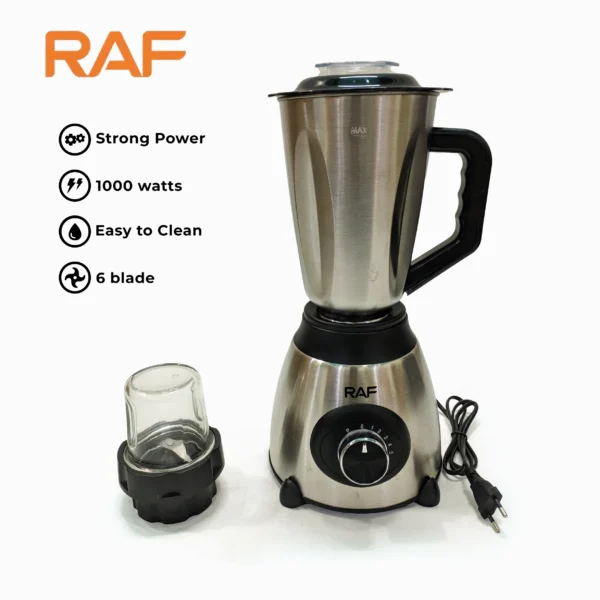 RAF Stainless Steel Electric Blender R.300 – 1.5 Liter Jug & Spice Grinder 1000W