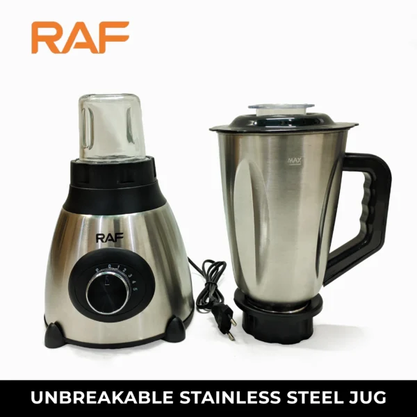 RAF Stainless Steel Electric Blender R.300 – 1.5 Liter Jug & Spice Grinder 1000W - Image 2