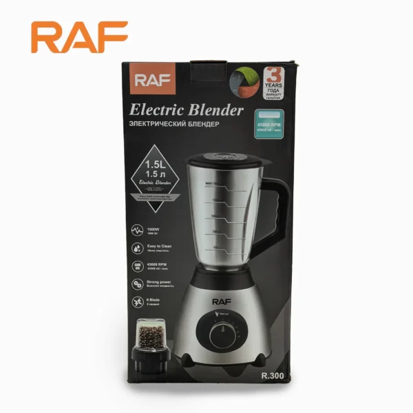 RAF Stainless Steel Electric Blender R.300 – 1.5 Liter Jug & Spice Grinder 1000W - Image 3