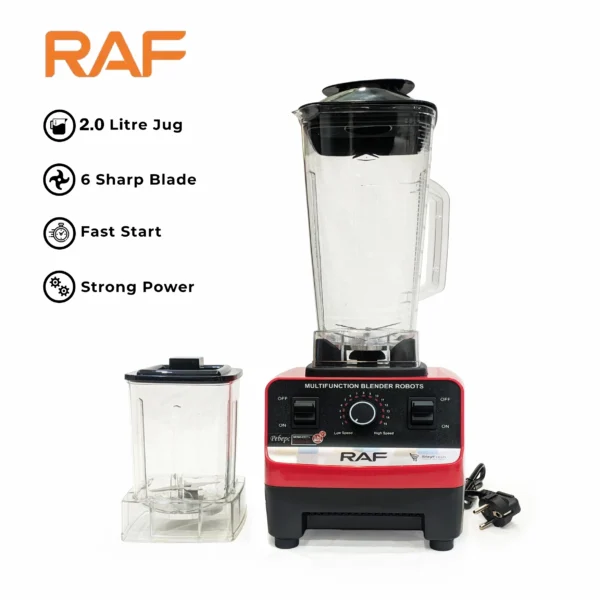 RAF 2-in-1 Electric Blender R.2809 – Unbreakable 2.0L Jug & Grinder – 2400w