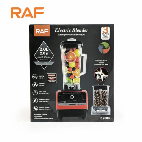 RAF 2-in-1 Electric Blender R.2809 – Unbreakable 2.0L Jug & Grinder – 2400w - Image 4