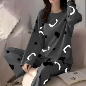 Grey C Printed Pajama Set
