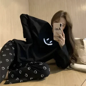 Black Smile Printed Women Nightsuit