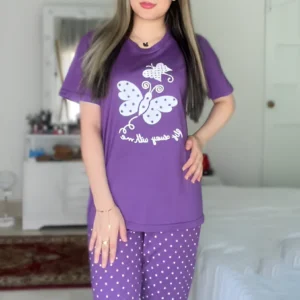 Purple White Butterfly Printed PJ Dress