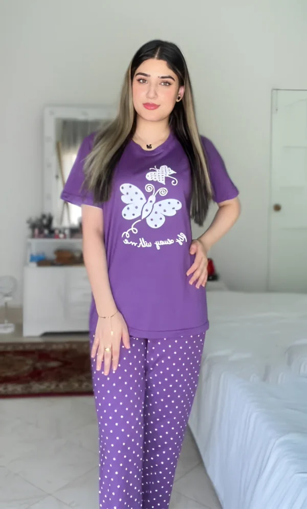 Purple White Butterfly Printed PJ Dress