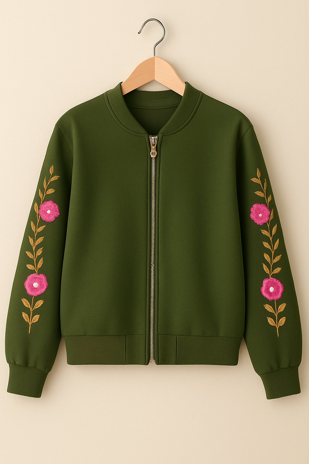 Floral Fleece Zipper Jacket - Image 4