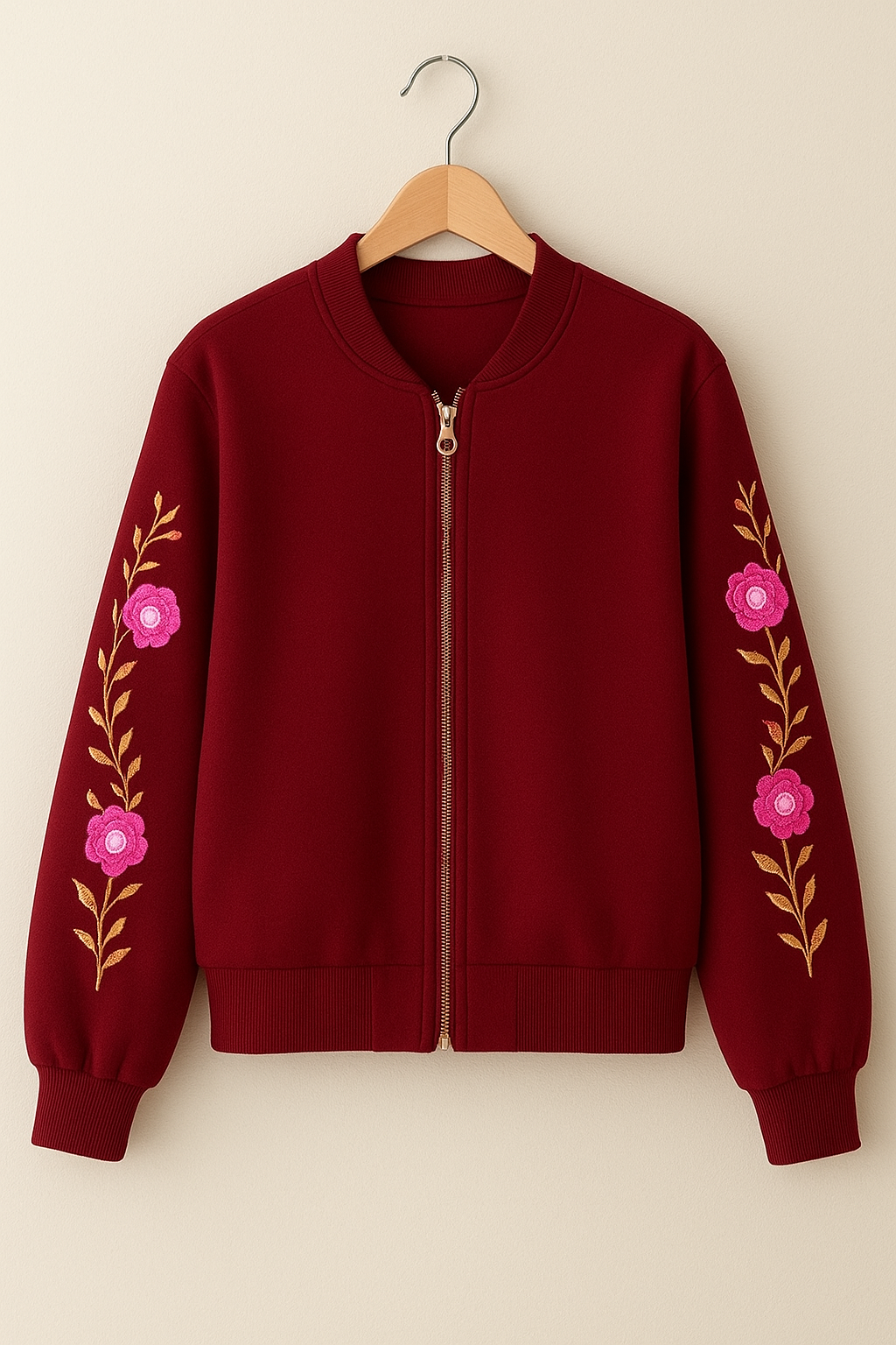 Floral Fleece Zipper Jacket - Image 6