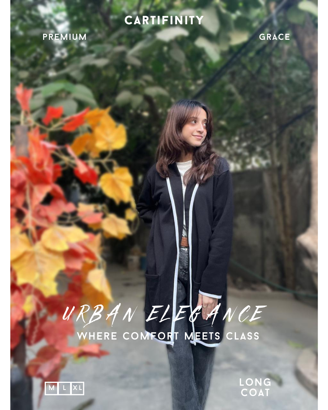 Long Fleece Coat with White Border