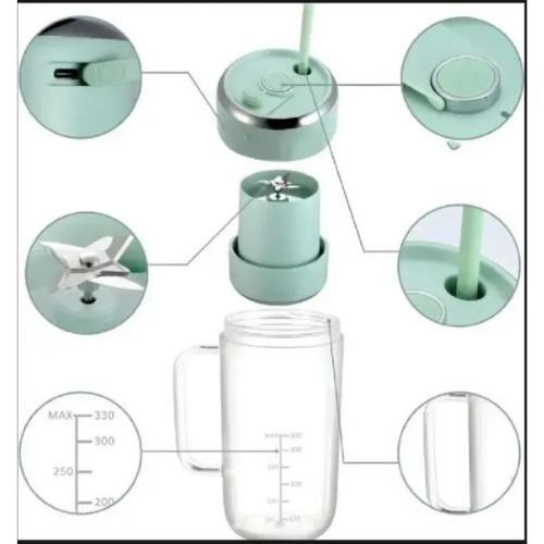 Portable Juicer Cup With Straw-500ml-6 Blades - Image 3