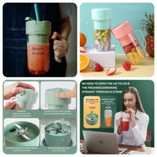 Portable Juicer Cup With Straw-500ml-6 Blades - Image 7
